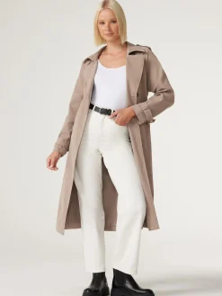 Jeanswest Amanda Relaxed Trench Coat Latte Clearance