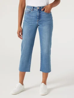 Jeanswest Annie Mid-Waisted Straight Capri MidIndigo