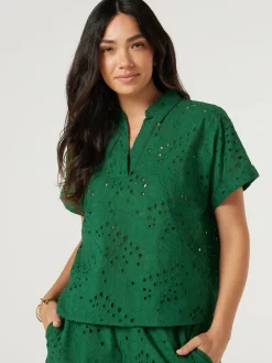 Jeanswest Cara Cutwork Shirt Green
