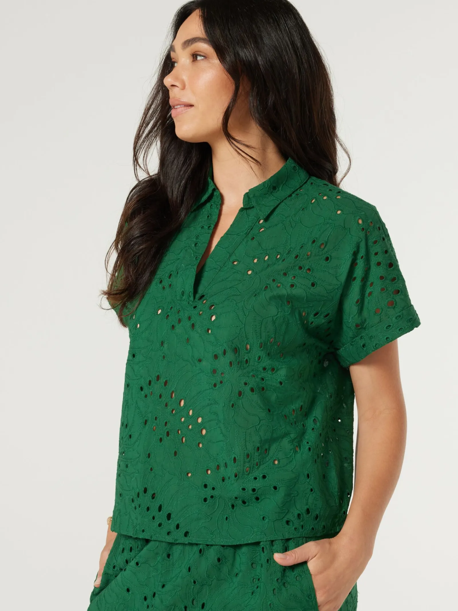 Jeanswest Cara Cutwork Shirt Green