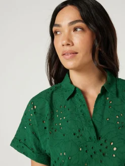 Jeanswest Cara Cutwork Shirt Green