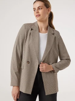Jeanswest Daisy Double Breasted Jacket BeigeCheck Sale