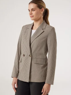 Jeanswest Daisy Double Breasted Jacket BeigeCheck Sale