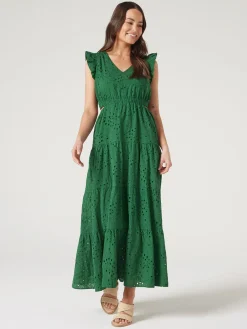Jeanswest Emma Cut Out Maxi Dress Green Hot
