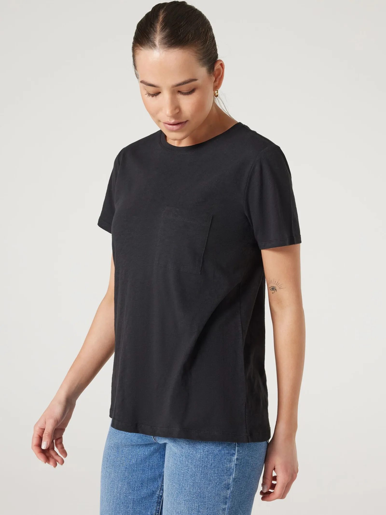 Jeanswest Essential Slub Pocket Tee Black Sale