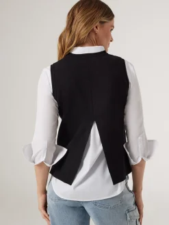 Jeanswest Genevieve Split Back Vest Black Outlet