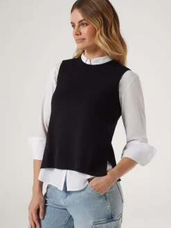 Jeanswest Genevieve Split Back Vest Black Outlet