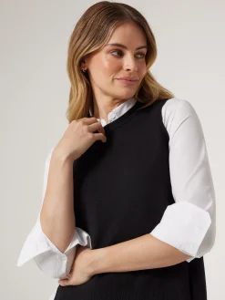 Jeanswest Genevieve Split Back Vest Black Outlet