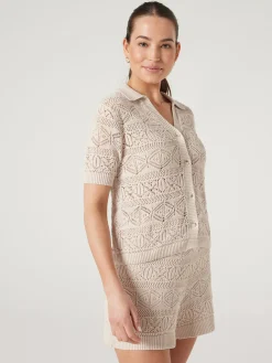 Jeanswest Halcyon Crochet Shirt Sand Clearance