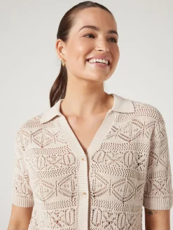 Jeanswest Halcyon Crochet Shirt Sand Clearance