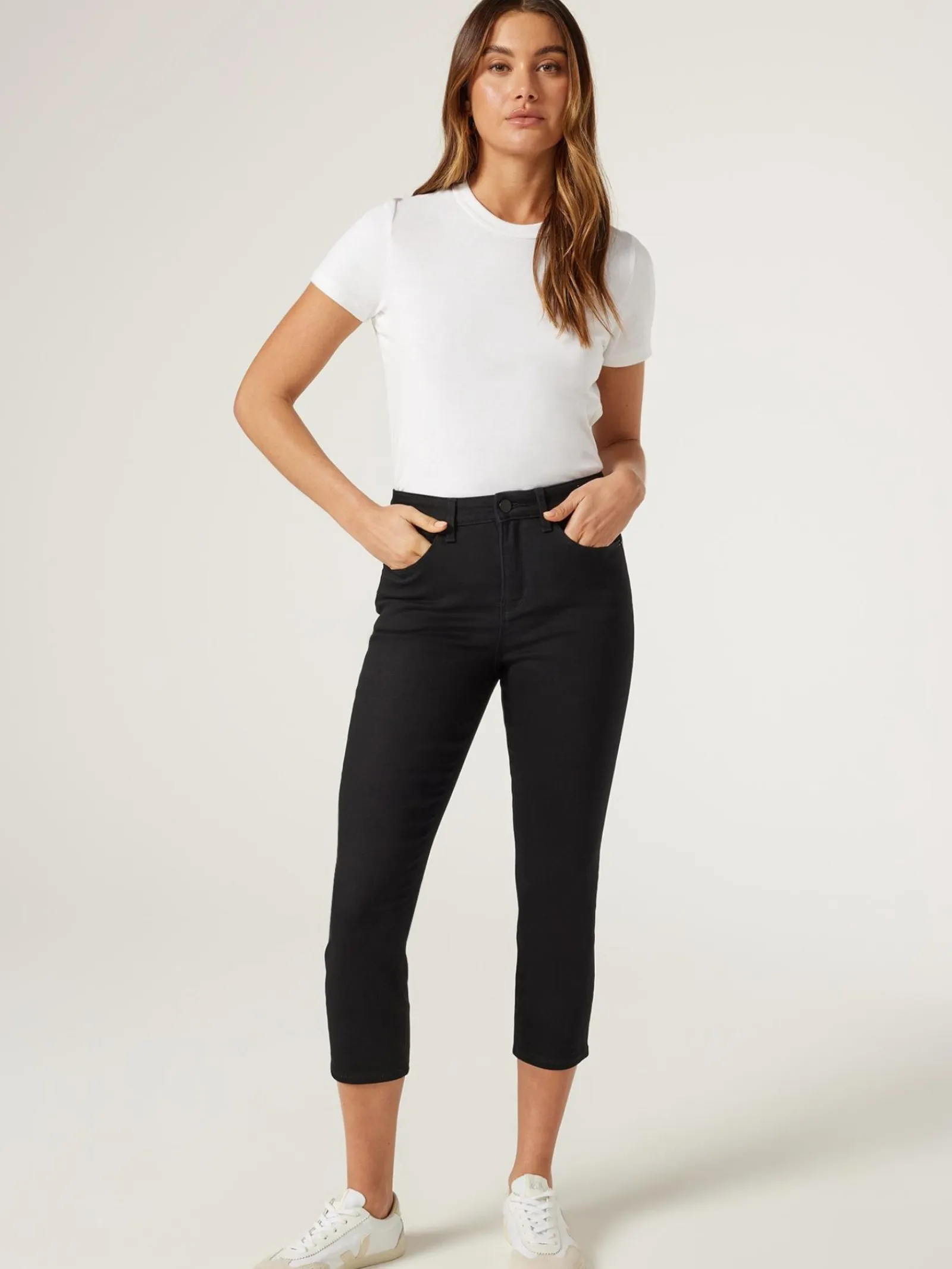 Jeanswest Kara Mid Waist Skinny Capri Black Outlet