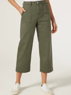 Jeanswest Kelsey Utility Relaxed Capri OffWhite Clearance