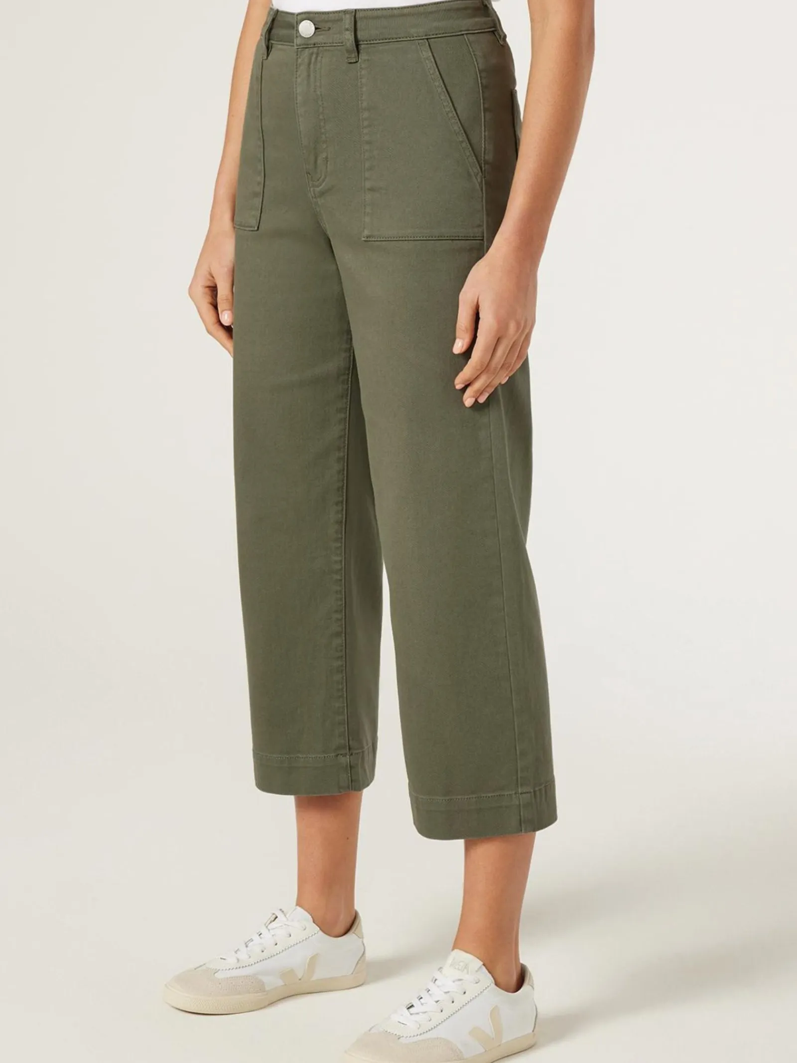 Jeanswest Kelsey Utility Relaxed Capri OffWhite Clearance