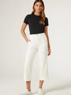 Jeanswest Kelsey Utility Relaxed Capri OffWhite Hot