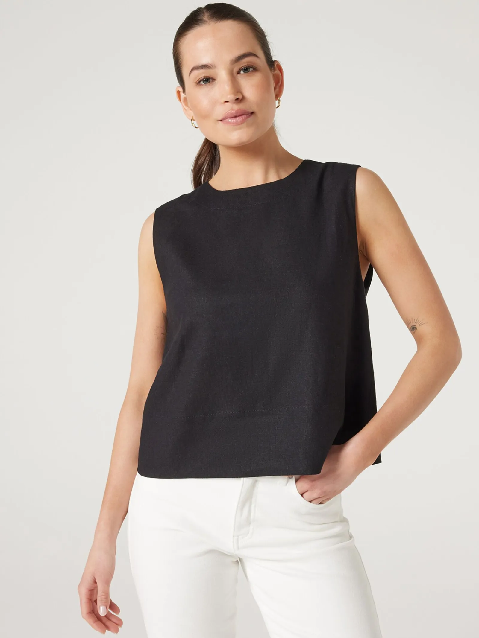 Jeanswest Maddy Linen Tank Black Discount