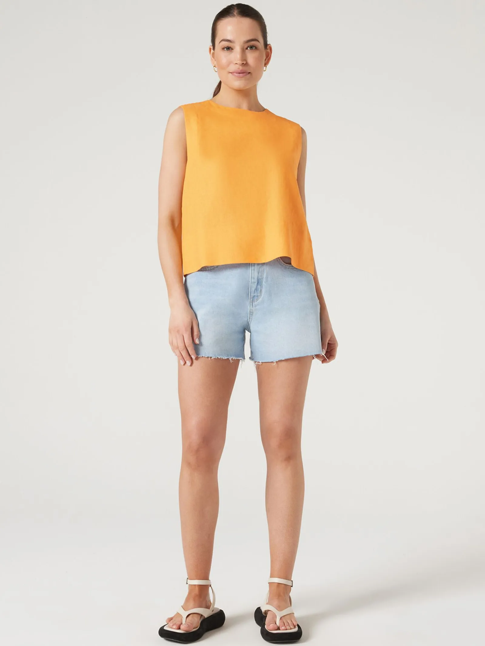 Jeanswest Maddy Linen Tank Black Best
