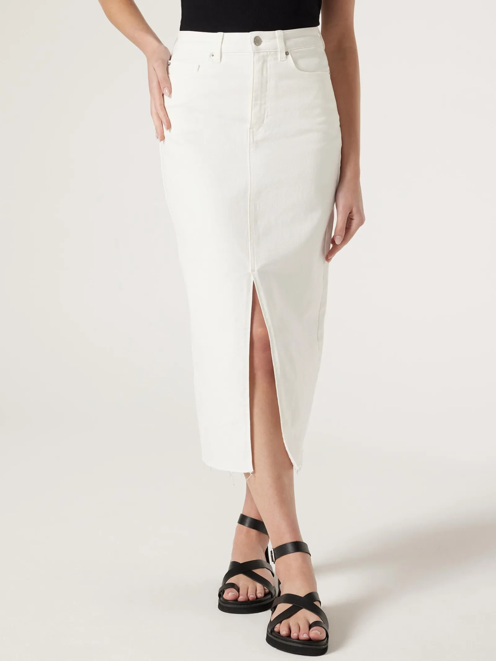 Jeanswest Missy Denim Midi Skirt White Sale