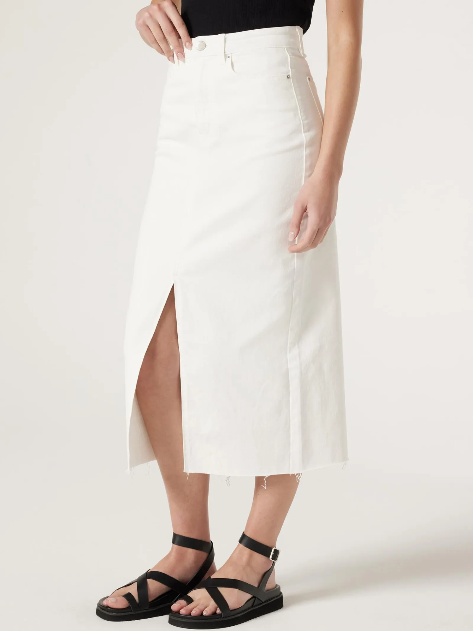 Jeanswest Missy Denim Midi Skirt White Sale