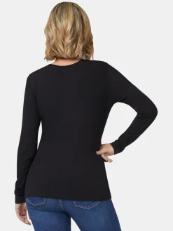 Jeanswest Natalie Basic Long Slv Top Black New