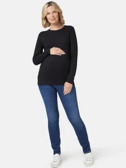 Jeanswest Natalie Basic Long Slv Top Black New