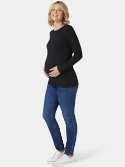 Jeanswest Natalie Basic Long Slv Top Black New