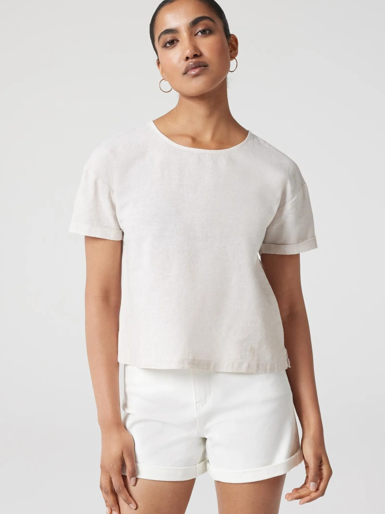 Jeanswest Nina Linen Tee White Clearance