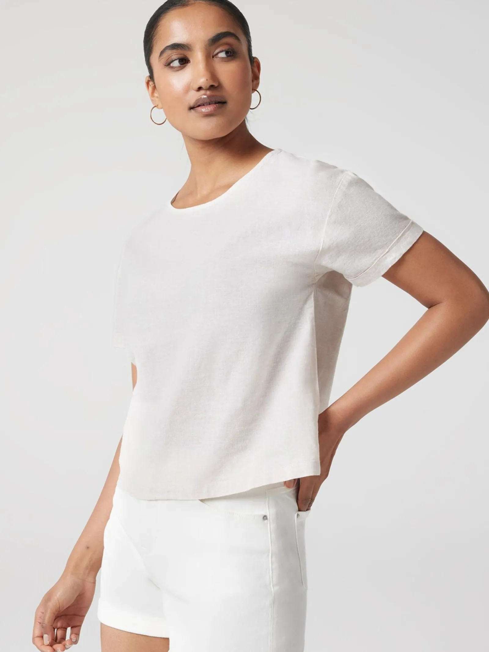 Jeanswest Nina Linen Tee White Clearance