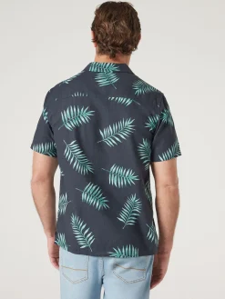 Jeanswest Palmers Relaxed Resort Shirt Teal Clearance
