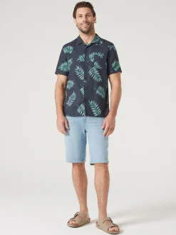 Jeanswest Palmers Relaxed Resort Shirt Teal Clearance