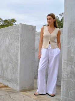 Jeanswest Penelope Button Thru Top Sand Clearance
