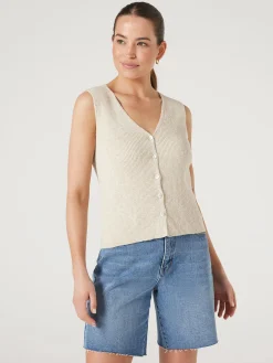 Jeanswest Penelope Button Thru Top Sand Clearance
