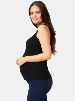 Jeanswest Post Maternity Cotton Nursing Tank Black New