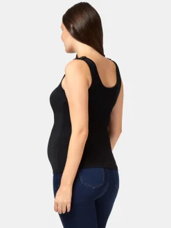 Jeanswest Post Maternity Cotton Nursing Tank Black New