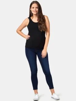 Jeanswest Post Maternity Cotton Nursing Tank Black New