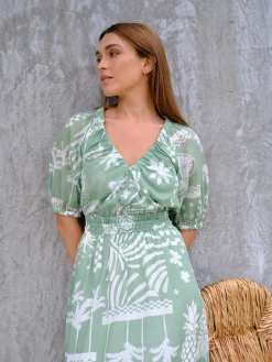 Jeanswest Shiloh Peasant Dress Green Hot