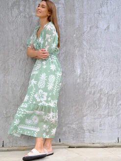 Jeanswest Shiloh Peasant Dress Green Hot