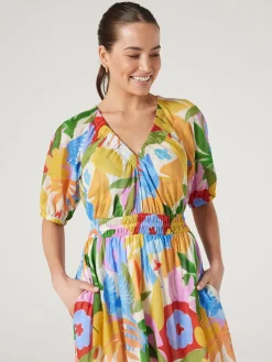 Jeanswest Shiloh Peasant Dress Green Discount