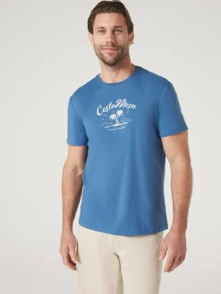Jeanswest Short Sleeve Costa Mesa Print Crew Tee Navy Outlet