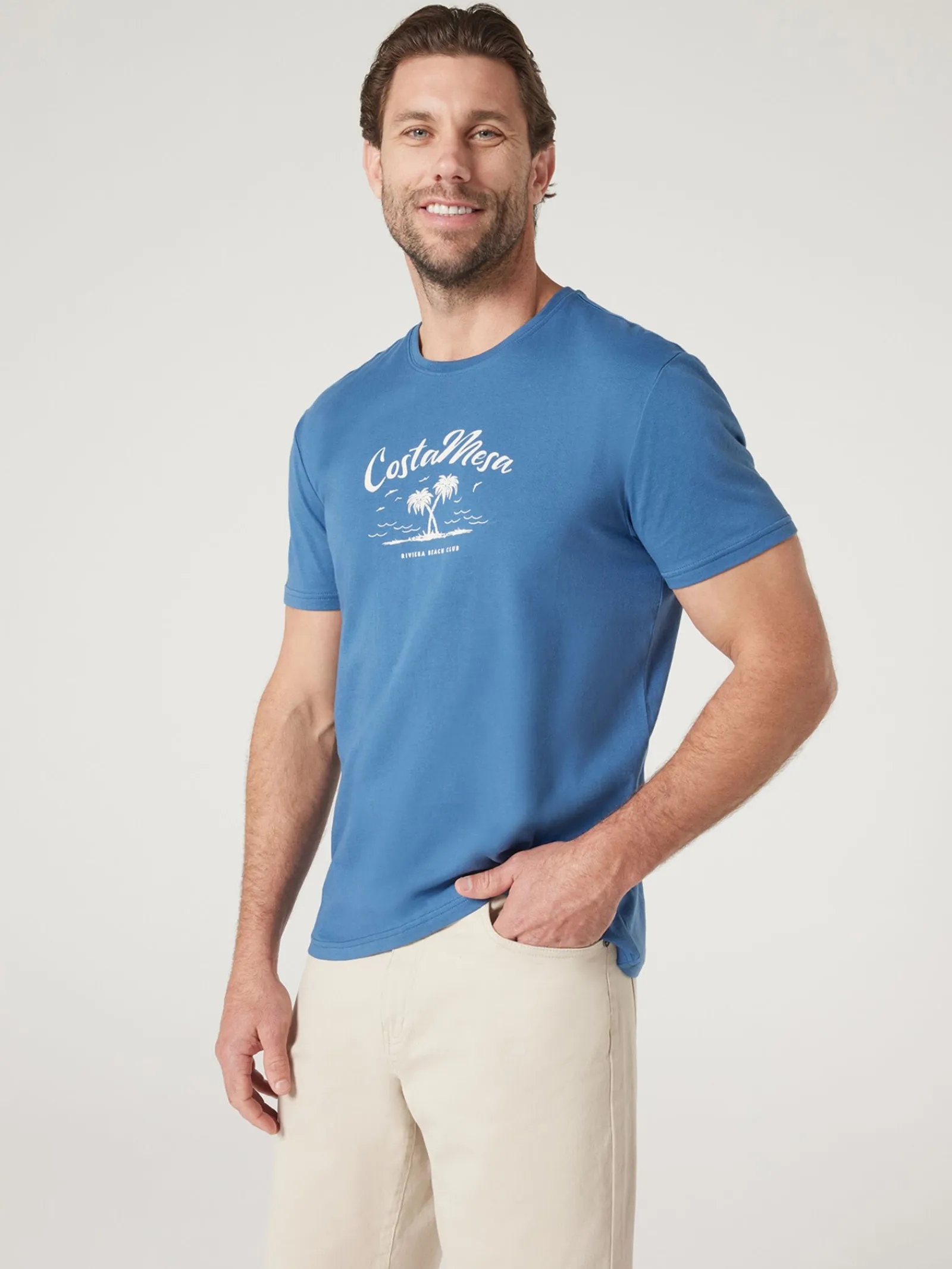 Jeanswest Short Sleeve Costa Mesa Print Crew Tee Navy Outlet