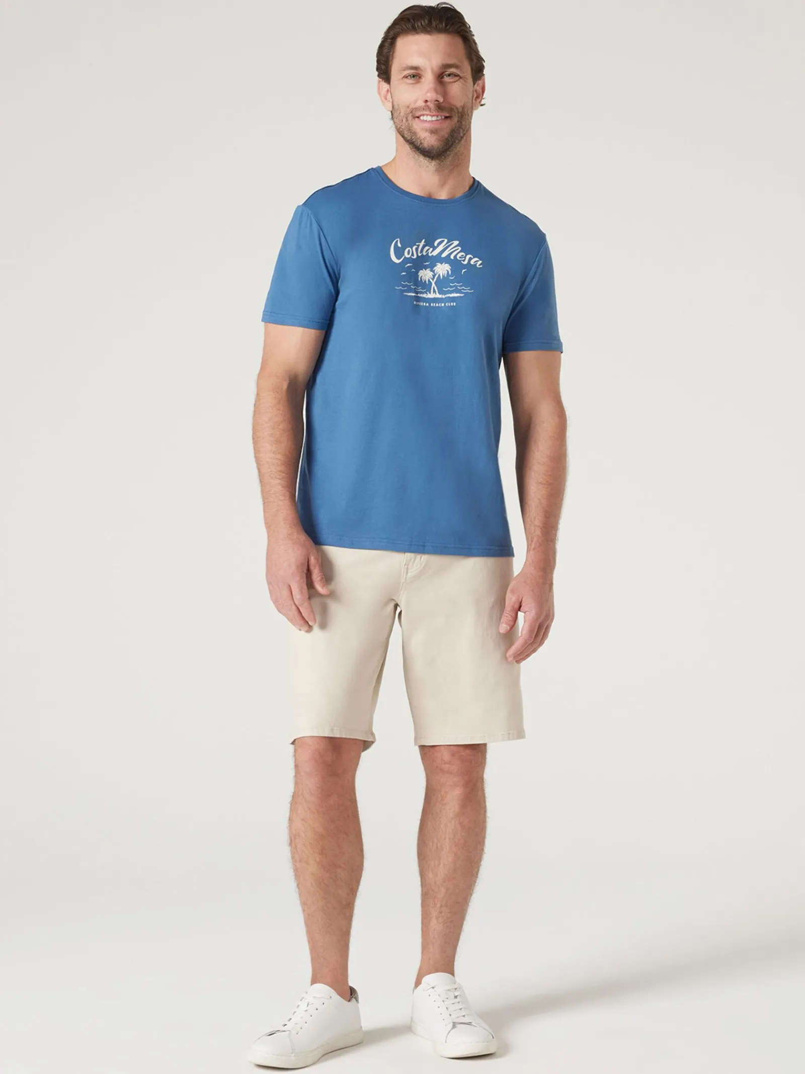 Jeanswest Short Sleeve Costa Mesa Print Crew Tee Navy Outlet