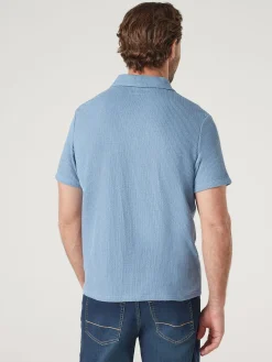 Jeanswest Short Sleeve Jasper Textured Polo Blue Clearance