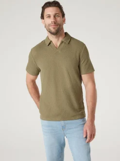 Jeanswest Short Sleeve Jasper Textured Polo Blue New