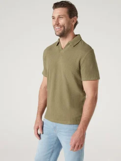 Jeanswest Short Sleeve Jasper Textured Polo Blue New