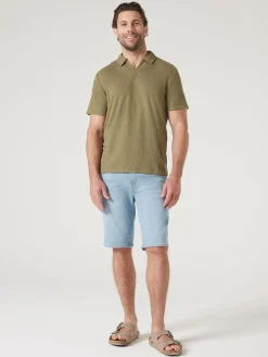 Jeanswest Short Sleeve Jasper Textured Polo Blue New