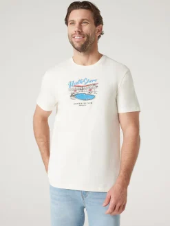 Jeanswest Short Sleeve North Shore Print Crew Tee White Best