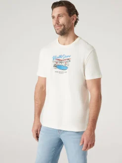 Jeanswest Short Sleeve North Shore Print Crew Tee White Best
