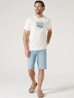 Jeanswest Short Sleeve North Shore Print Crew Tee White Best