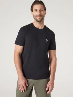 Jeanswest Short Sleeve Palm Embroidered Crew Tee Black Clearance