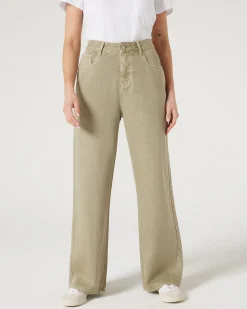 Jeanswest Sisi Wide Leg Jeans Khaki Outlet