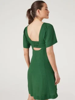Jeanswest Victoria Flutter Sleeve Dress Green Outlet